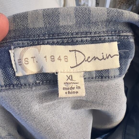 EST. 1946 women’s size extra large sleeveless denim jacket checkered.#2570 - Picture 5 of 6